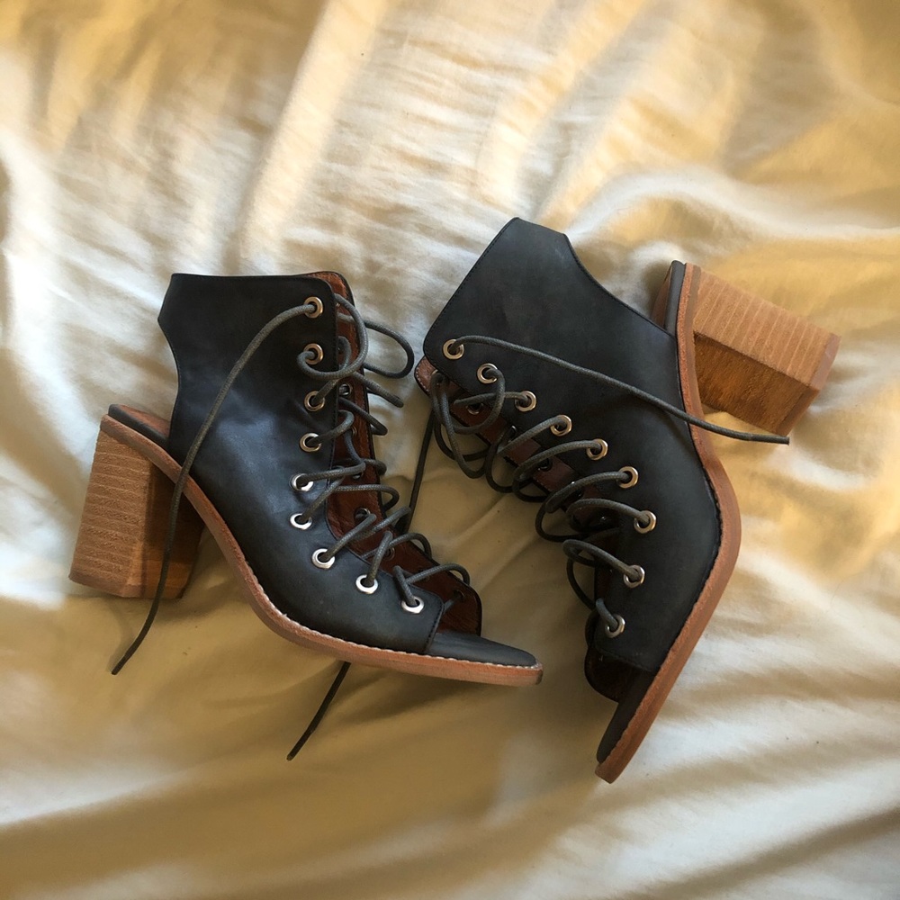 Gray Lace Up heels